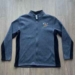 Minnesota Wild Fleece Jacket Men Large Gray NHL Full Zip Embroidery L